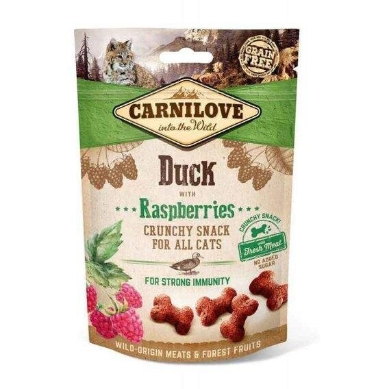 Ласощі для кішок Carnilove Crunchy Snack з качкою, малиною та свіжим м'ясом, 50 г