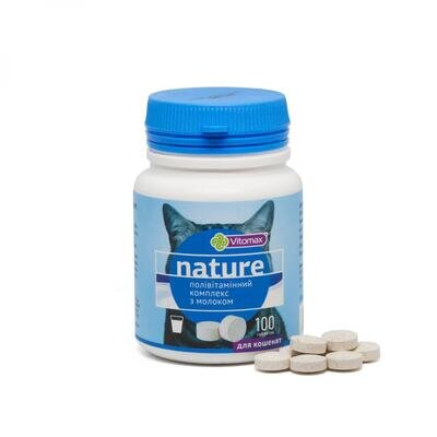 Полівітамінний комплекс Vitomax Nature для кошенят з молоком, 100 таблеток