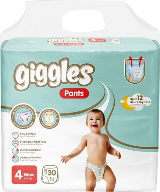 Підгузки-трусики Giggles Maxi дитячі, розмір 4, 7-18 кг, 30 шт