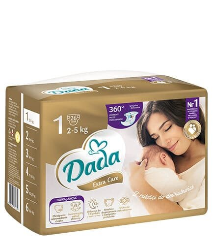 Підгузки Dada Extra Care Newborn дитячі, розмір 1, 2-5 кг, 26 шт