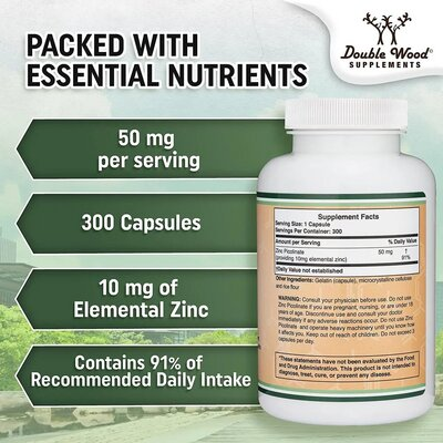 Цинк піколінат Double Wood Zinc Picolinate 50 mg, 300 капсул