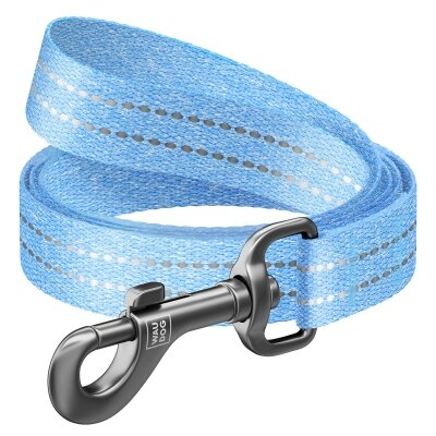 Повідець Collar WAUDOG Re-cotton з відновленої бавовни, ширина 25 мм довжина 200 см, блакитний