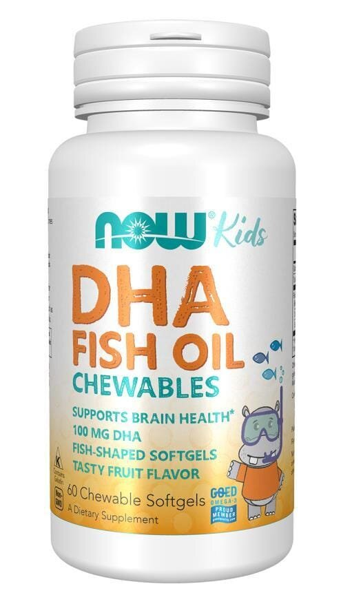 Докозагексаєнова кислота для дітей NOW DHA Kids Fish Oil жувальні капсули №60