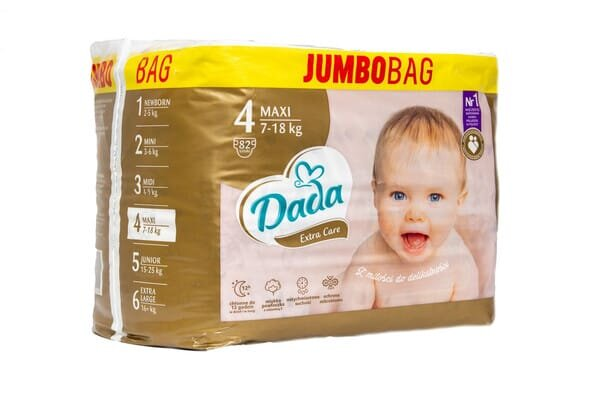 Підгузки Dada Extra Care Maxi дитячі, розмір 4, 7-18 кг, 82 шт