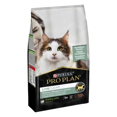 Корм сухий для стерилізованих котів Purina Pro Plan LiveClear для зменшення алергенів на шерсті з лососем, 1,4 кг