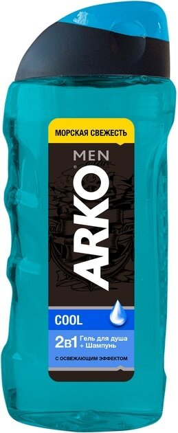 Гель для душу та шампунь Arko Men 2 in 1 Cool чоловічий, 260 мл