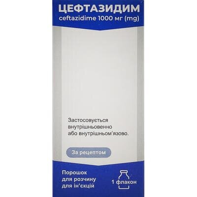 Цефтазидим порошок для р-ну д/ін. по 1000 мг №1 у флак.