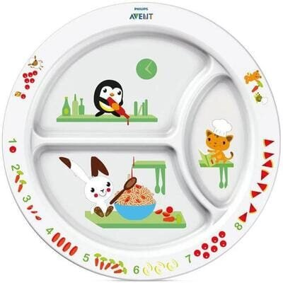 Тарілка Philips Avent SCF702/00 з розділювачами з малюнком, від 12 місяців