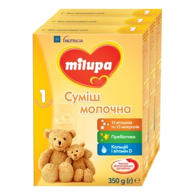 Суміш суха молочна Milupa 1 для дітей від 0 до 6 місяців, 3 штуки по 350 г