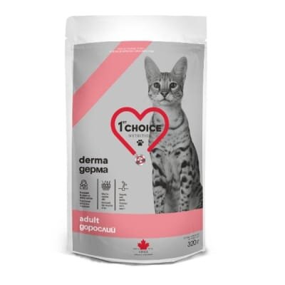 Корм сухий для дорослих котів 1st Choice Derma зі смаком лосося, для чутливої та схильної до подразнень шкіри, 0,32 кг