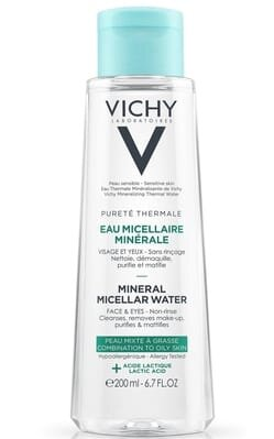 Міцелярна вода Vichy Purete Thermal, для жирної та комбінованої шкіри обличчя і очей, 200 мл