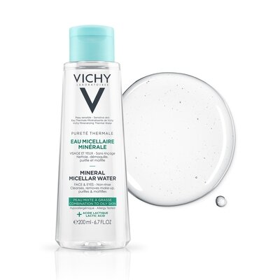 Міцелярна вода Vichy Purete Thermal, для жирної та комбінованої шкіри обличчя і очей, 200 мл