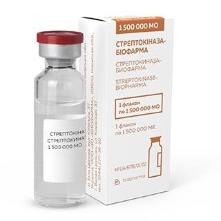 Стрептокіназа-Біофарма ліофілізат для р-ну д/інф. по 1500000 МО №1 у флак.