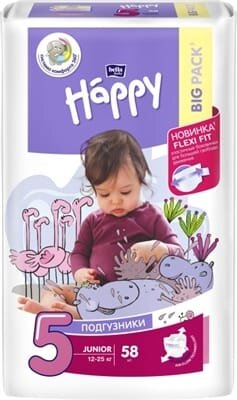 Підгузки Bella Baby Happy Junior, розмір 5, вага 12-25 кг, 58 шт