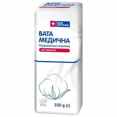 Вата нестерильна Моя Аптечка медична гігієнічна, зиг-заг 100 г