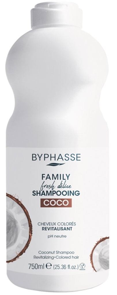 Шампунь Byphasse Family Fresh Delice для фарбованого волосся, з кокосом, 750 мл