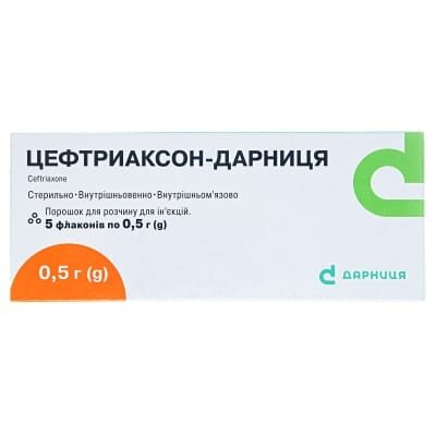 Цефтриаксон-Дарниця порошок для р-ну д/ін. по 0.5 г №5 у флак.
