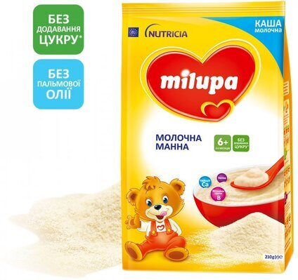 Каша молочна Milupa манна для дітей з 6 місяців, 210 г