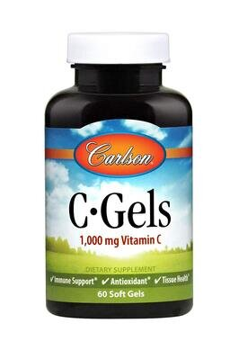 Вітамін C Carlson Labs C-Gel 1000 мг, 60 гелевих капсул