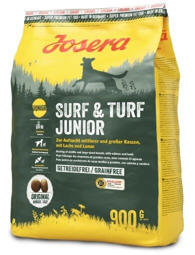 Корм сухий для цуценят і молодих собак Josera Surf & Turf Junior з ягням та рисом, 900 г