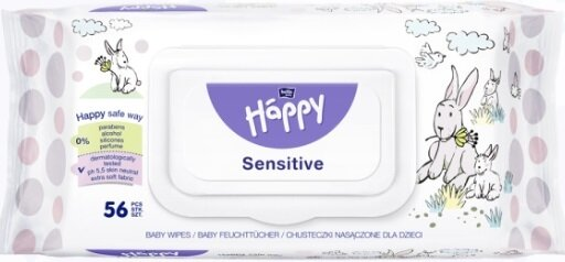 Серветки вологі Bella Baby Happy Sensetive дитячі, 56 шт