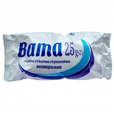 Вата нестерильна Перлина Екобинт медична гігроскопічна, ролик, 25 г
