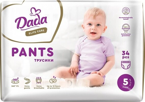 Підгузки-трусики Dada Elite Care Junior дитячі, розмір 5, 12-17 кг, 34 шт