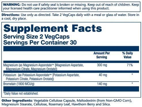 Магнію та калію Аспоротат з бромелайном Solaray Magnesium and Potassium Asporotates with Bromelain, 60 капсул