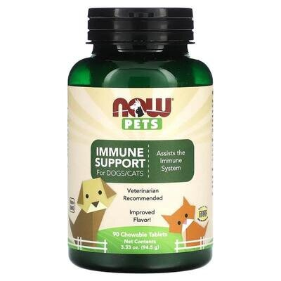 Добавка NOW Pets Immune Support для підтримки імунітету для собак та котів таблетки №90