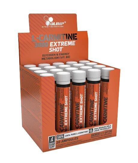 Жироспалювач Olimp L-Carnitine 3000 Extreme Shot Апельсин, 20 штук по 25 мл