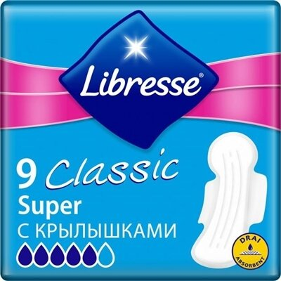 Прокладки гігієнічні Libresse Classic Ultra Clip Super Dry, 9 шт
