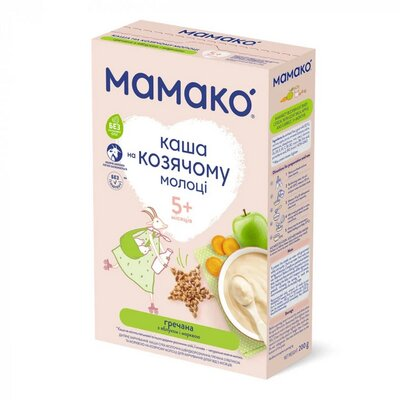 Каша молочна MAMAKO на козячому молоці гречана з яблуком та морквою з 5 місяців, 200 г
