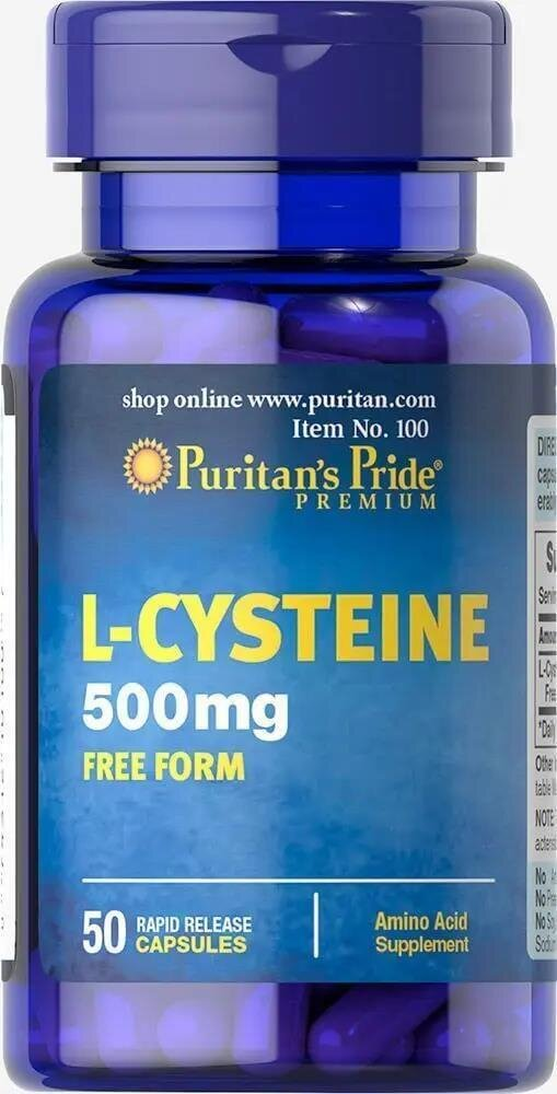Л-цистеїн Puritan's Pride L-Cysteine 500 мг, 50 капсул