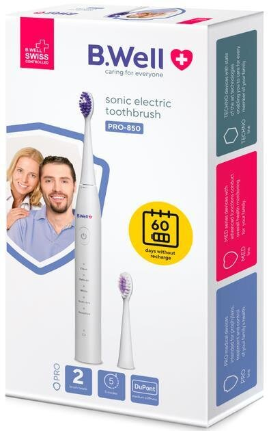 Електрична зубна щітка B.Well PRO-850 звукова, біла