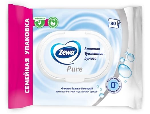 Туалетний папір вологий Zewa без аромату, 80 шт