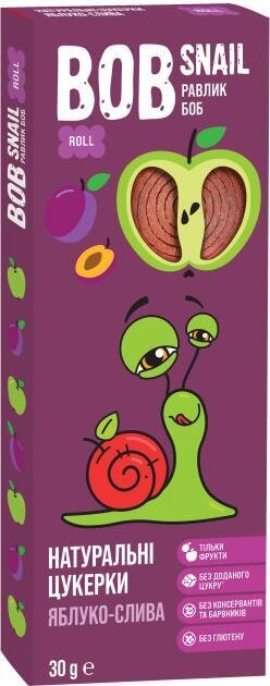 Цукерки Bob Snail Roll натуральні яблучно-сливові, 30 г