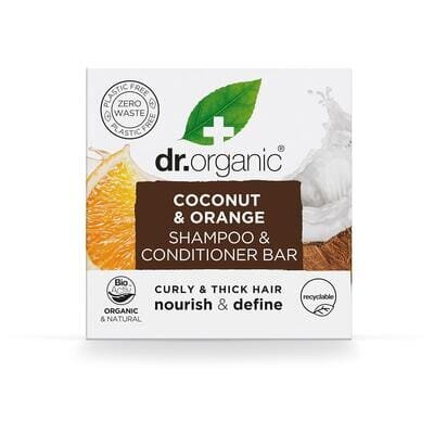 Твердий шампунь-кондиціонер для волосся Dr. Organic з кокосовою олією та екстрактом солодкого апельсину, 75 г