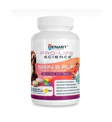 Добавка для собак Henart Pro Life Science Skin And Coat Dogs, для здорової шкіри та шерсті, таблетки 150 г