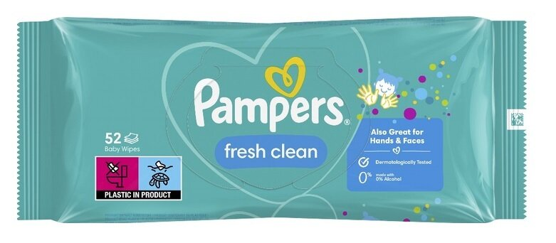 Серветки вологі Pampers Fresh Clean дитячі, 52 шт