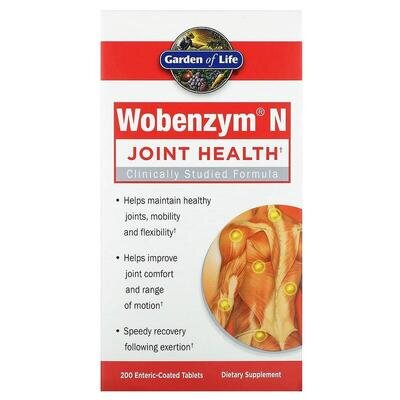 Вобензим Н Garden of Life Wobenzym N засіб для здоров’я суглобів, 200 таблеток