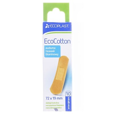 Набір пластирів медичних Ecoplast EcoCotton бактерицидних на тканій основі 72 x 19 мм, 10 штук