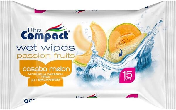 Серветки вологі Ultra Compact Fruits, 15 шт