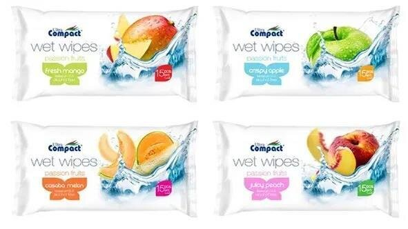 Серветки вологі Ultra Compact Fruits, 15 шт