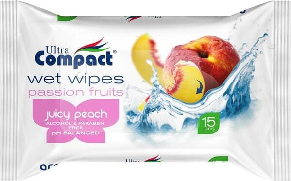 Серветки вологі Ultra Compact Fruits, 15 шт