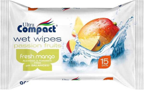 Серветки вологі Ultra Compact Fruits, 15 шт