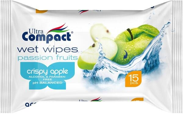 Серветки вологі Ultra Compact Fruits, 15 шт