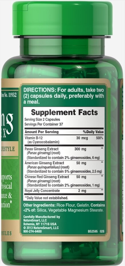 Женьшень комплекс Puritan's Pride Ginseng Complex, 75 капсул