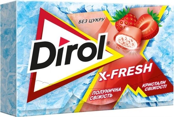 Жувальна гумка Dirol X-Fresh Полунична свіжість без цукру, 18 г