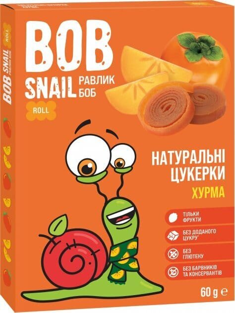 Цукерки Bob Snail Roll натуральні хурма, 60 г