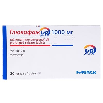 Глюкофаж XR таблетки прол./д. по 1000 мг №30 (10х3)